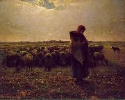 Jean-Franc Millet Shepherdess with her flock Germany oil painting reproduction